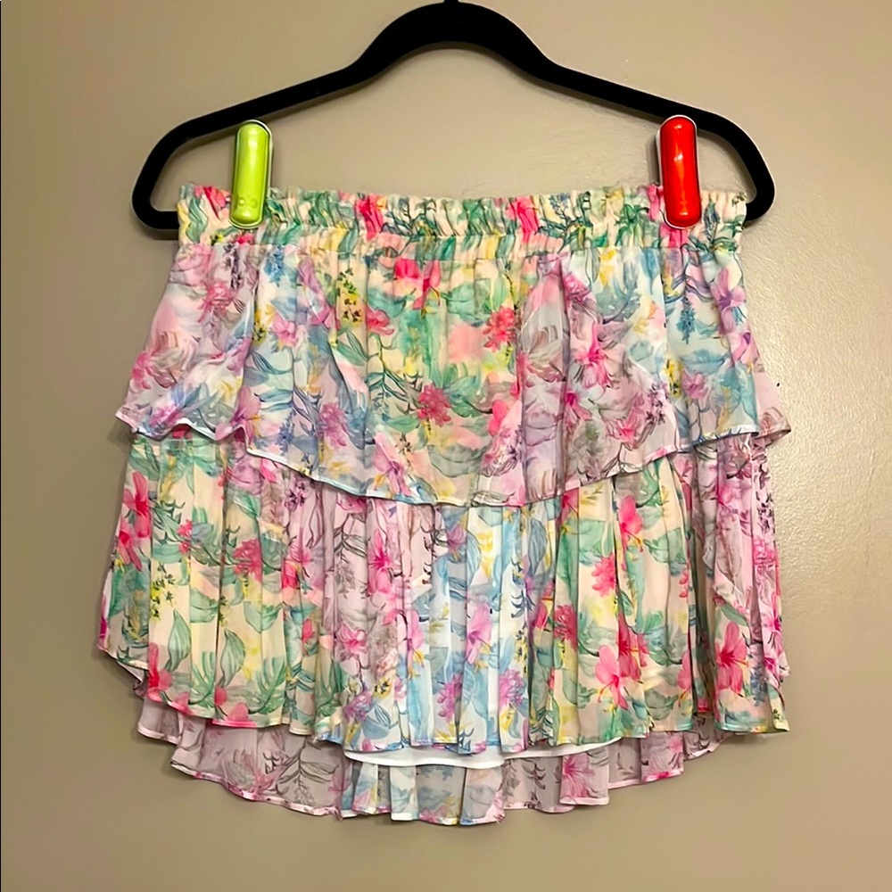 LOVESHACKFANCY Floral Ruffle Mini Skirt